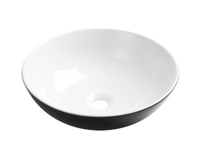 Mosdó, Invena Dokos mosdókagyló,kerek, fekete-fehér, 39,5 cm CE-19-041-C