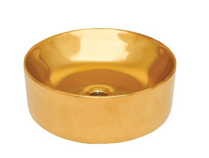 Mosdó, Invena Kos mosdókagyló, kerek, fényes, arany 42 cm CE-38-009-C
