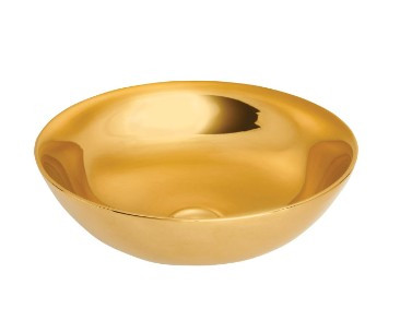 Mosdó, Invena Tinos mosdókagyló, kerek, fényes, arany 39,5 cm CE-43-009-C