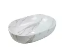 Mosdó, Invena Korfu mosdókagyló, ovális, márvány hatású, fehér, fényes, 60 cm CE-34-701-C