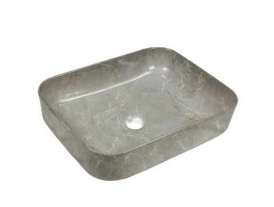 Mosdó, Invena Florina szögletes, márvány hatású, szürke, fényes, 51 cm CE-40-705-C