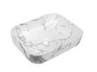 Mosdó, Invena Florina szögletes, márvány hatású, fehér, fényes, 51 cm CE-40-706-C