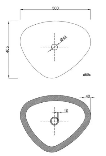 Mosdó, Invena Trigono háromszögletű mosdókagyló, fehér 50 cm CE-58-001-W