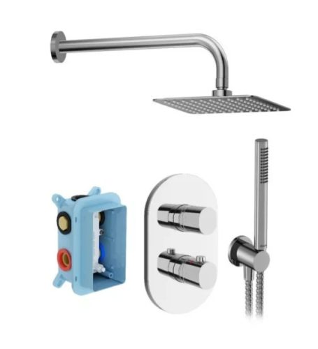Falba süllyesztett csaptelep, Ravak Chrome II zuhanyszett CR II 090.02CR.O2.RB071, króm X07S015