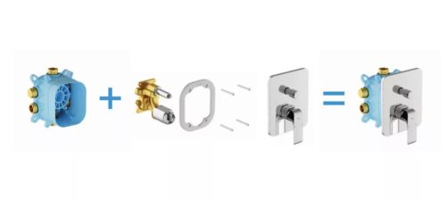 Falba süllyesztett csaptelep, Ravak Flat zuhanyszett FL 090.01CR.O2.RB072, króm X07S070