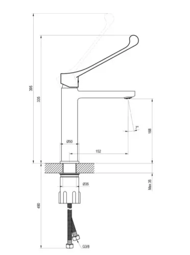 Mosdó csaptelep, Ravak Safe 230 mm, leeresztő nélkül, króm SF 014.00CR X070620