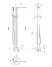 Kádtöltő csaptelep, Ravak Chrome II padlón álló csaptelep zuhanyszettel, króm X070456