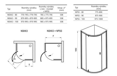 Zuhanykabin, Ravak Nexty NSKK3 zuhanykabin 100x100 matt fehér/átlátszó üveg 3O6AAE01Z1