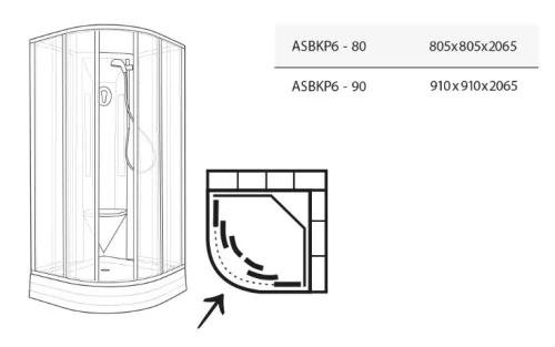 Zuhanybox, Ravak Supernova ASBKP6 zuhanybox 80x80 fehér/átlátszó üveggel 80644112Z1