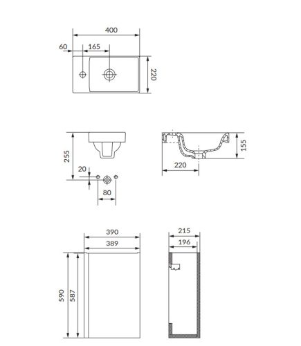 Alsó szekrény, Cersanit Moduo 40, antracit, alsó szekrény mosdóval S801-475