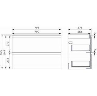 Alsó szekrény, Cersanit Moduo Slim 80, antracit S590-077-DSM