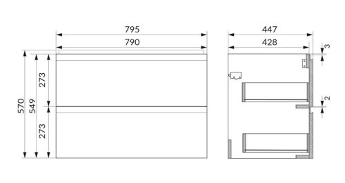 Alsó szekrény, Cersanit Moduo 80, antracit S590-081