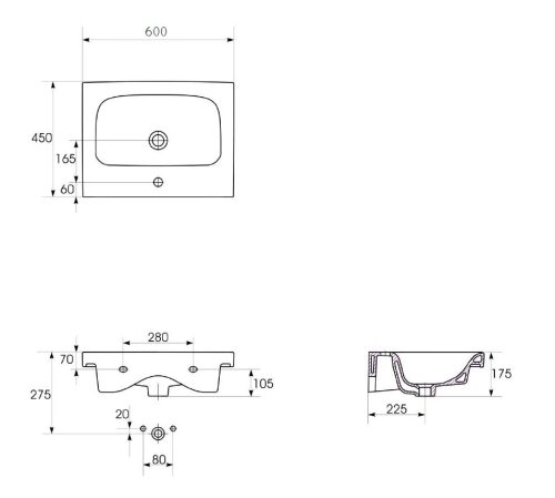 Mosdó, Cersanit Moduo mosdó 60x45 cm K116-011