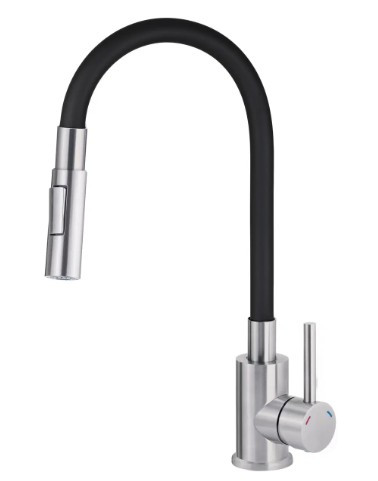 Mosogató csaptelep,Deante Luno 2 áramlási típus fekete,szálcsiszolt acél BOC_B740