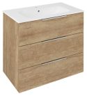 Alsó szekrény, Sapho Cirasa Mosdótartó szekrény, 3 fiókkal, 79,8x75x46cm,Alabama tölgy CR831-2222