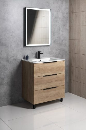 Alsó szekrény, Sapho Cirasa Mosdótartó szekrény, 3 fiókkal, 79,8x75x46cm,Alabama tölgy CR831-2222