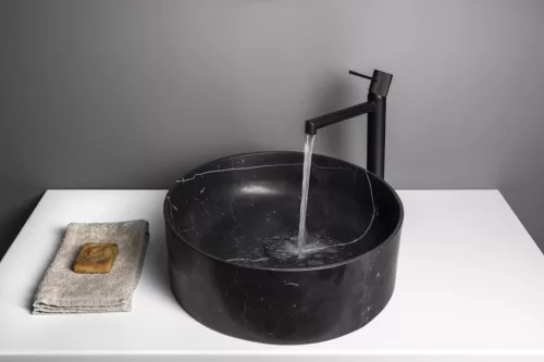 Mosdó, Sapho Blok kőmosdó 40 cm, matt fekete Marquin 2401-52