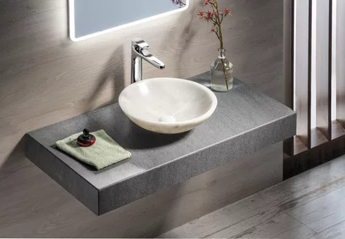 Mosdó, Sapho Blok kőmosdó 40 cm, fehér márvány 2401-34