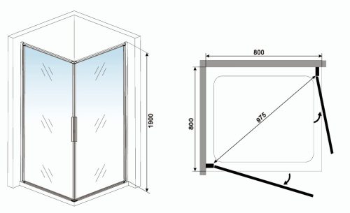 Zuhanykabin, Aquatrend Quatro C88 80x80