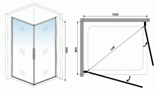 Zuhanykabin, Aquatrend Quatro C109 100x90