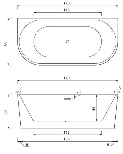 Kád, Aquatrend Nizza Lux félszabadon álló kád 170x80