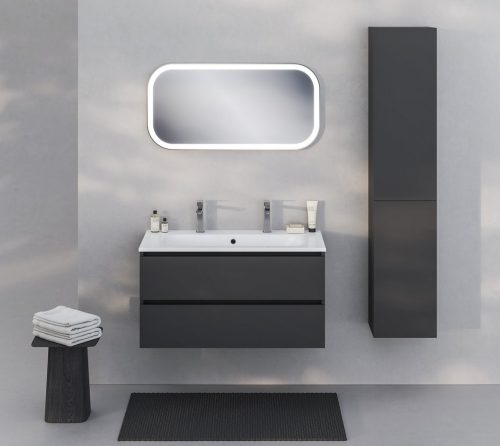 Alsó szekrény, Sapho Ezara mosdótartó szekrény 99,8x52x46 cm, ezüst tölgy EZ101-1111