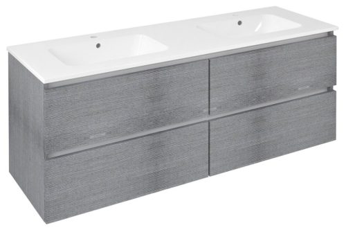 Alsó szekrény, Sapho Ezara mosdótartó szekrény 140x55x46 cm, ezüst tölgy EZ141-1111