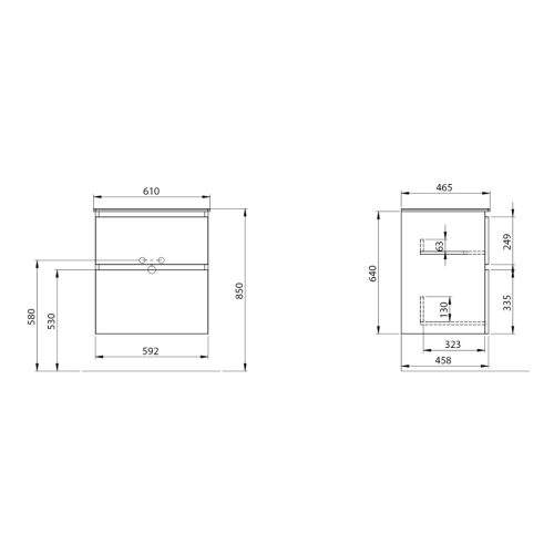 Alsó szekrény, Sapho Ezara mosdótartó szekrény 59,2x64x46 cm, rusztikus fenyő EZ601-1616