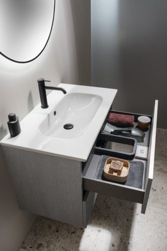 Alsó szekrény, Sapho Ezara mosdótartó szekrény 69,8x52x46 cm, ezüst tölgy EZ701-1111