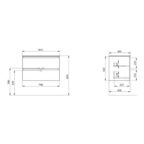 Alsó szekrény, Sapho Ezara mosdótartó szekrény 79,8x52x46 cm, ezüst tölgy EZ801-1111