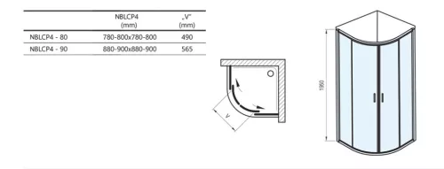 Zuhanykabin, Ravak Blix II NBLCP4 zuhanykabin 80x80, matt fehér 3BM40E00Z1