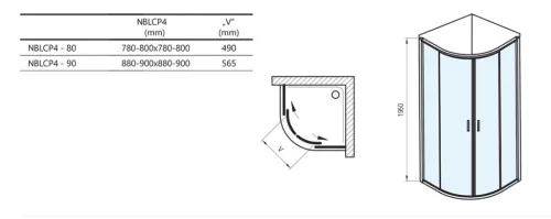 Zuhanykabin, Ravak Blix II NBLCP4 zuhanykabin 80x80, fekete 3BM40300Z1