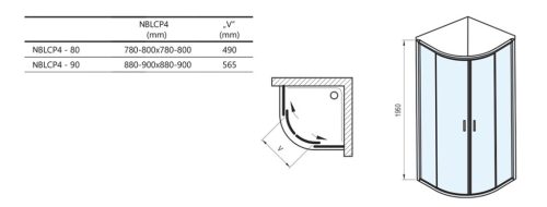 Zuhanykabin, Ravak Blix II NBLCP4 zuhanykabin 90x90, matt fehér 3BM70E00Z1