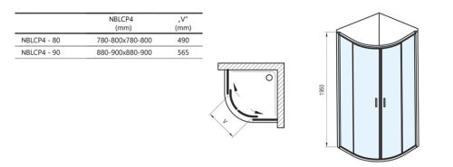 Zuhanykabin, Ravak Blix II NBLCP4 zuhanykabin 90x90, króm 3BM70C00Z1