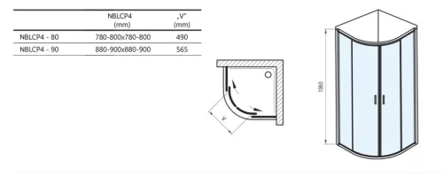 Zuhanykabin, Ravak Blix II NBLCP4 zuhanykabin 90x90, fekete 3BM70300Z1