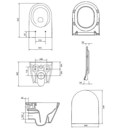 WC, Cersanit City Pro ovális függesztett wc szett S701-883