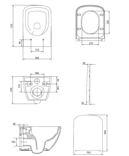 WC, Cersanit Zen Pro szögletes függesztett wc szett S701-882