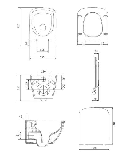 WC, Cersanit City Pro vortex szögletes függesztett wc szett S701-884
