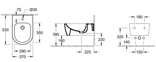 Bidé, Villeroy&Boch Avento fali bidé 54050001