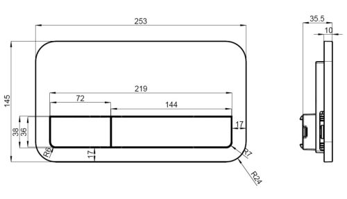 Öblítőtartály nyomólap, Villeroy&Boch ViConnect nyomólap, króm 92249061