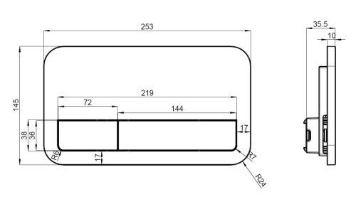 Öblítőtartály nyomólap, Villeroy&Boch ViConnect nyomólap, matt fekete 922490AN