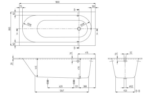 Kád, Villeroy&Boch Oberon kád 180x80 cm UBQ180OBE2V-01
