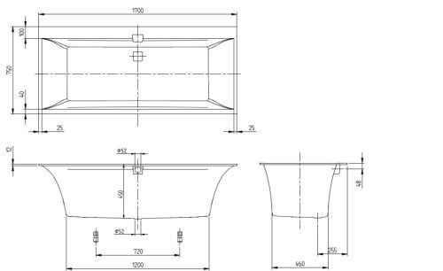 Kád, Villeroy&Boch Squaro Edge 12 kád 170x75 cm UBQ170SQE2DV-01