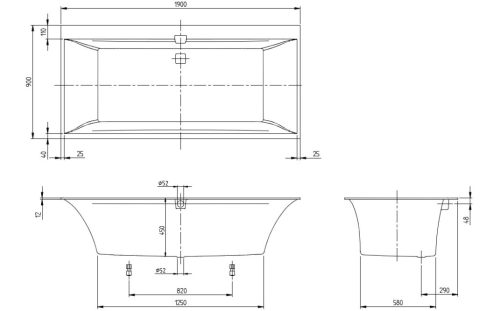 Kád, Villeroy&Boch Squaro Edge 12 kád 190x90 cm UBQ190SQE2DV-01