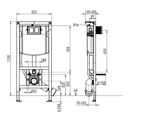 Szerelőkeret, Villeroy&Boch ViConnect szerelési rendszerek wc-hez 92242700