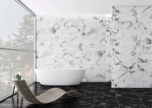 Dekorlap, Keros Broussard Gris Lines Glossy Ret. 30x90