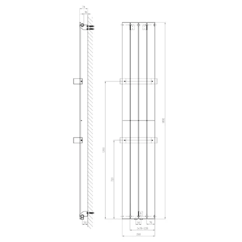 Egyenes radiátor, Sapho Colonna fürdőszobai radiátor 298x1800 mm, bézs IR142S