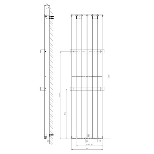 Egyenes radiátor, Sapho Colonna fürdőszobai radiátor 450x1800 mm, bézs IR148S