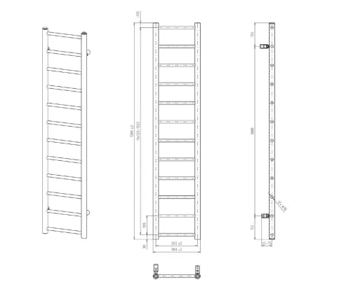 Egyenes radiátor, Sapho Dina fürdőszobai radiátor 300x1380 mm, fehér IR363W