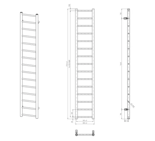 Egyenes radiátor, Sapho Dina fürdőszobai radiátor 300x1740 mm, matt zöld IR376V